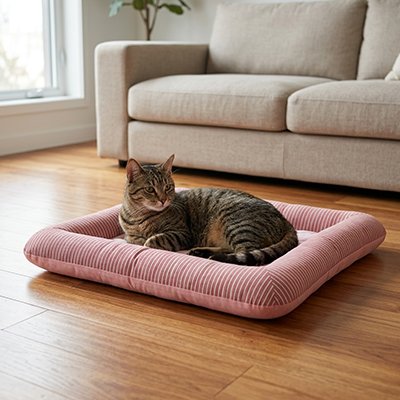 tapis rafraichissant chat bords sureleves rose chat allonge salon