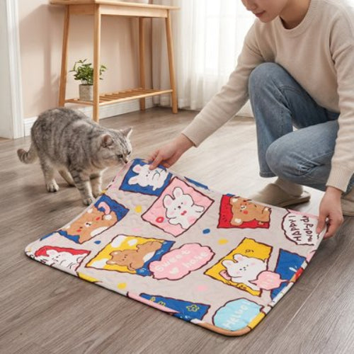 tapis rafraichissant chat design attractif animaux chat debout maitresse
