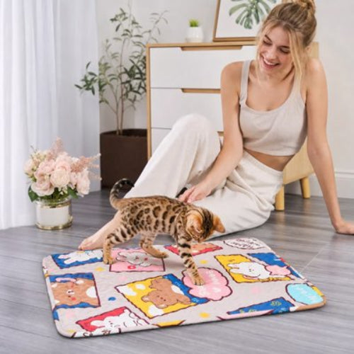 tapis rafraichissant chat design attractif animaux maitresse chat debout