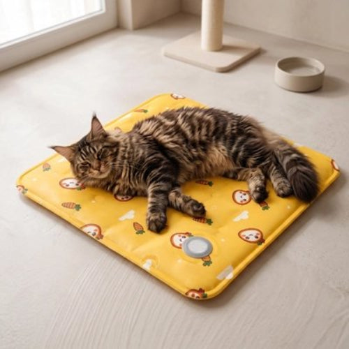 tapis rafraichissant chat jaune vif chat apaise