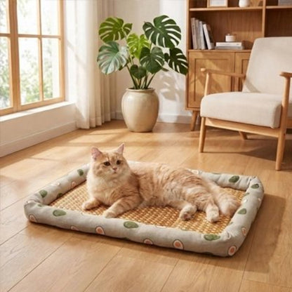 tapis rafraichissant chat motifs avocat chat allonge salon