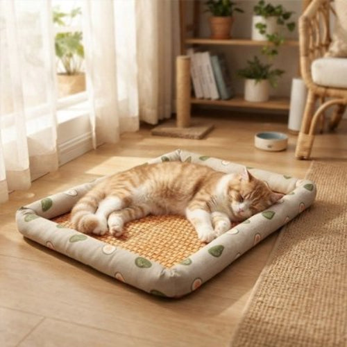 tapis rafraichissant chat motifs avocat chat dormant salon