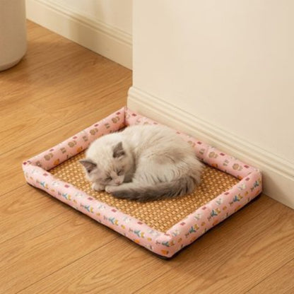 tapis rafraichissant chat rose motifs lapin chat dormant salon