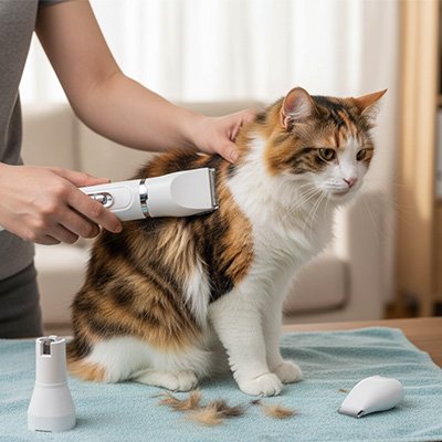 tondeuse chat 4 en 1 maitresse chat debout
