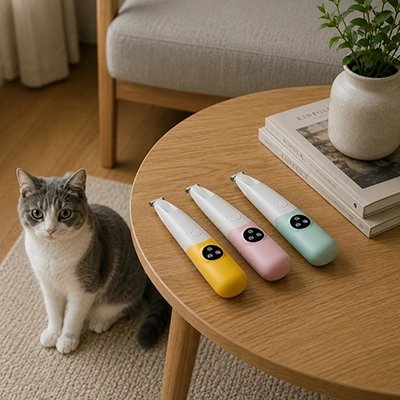 tondeuse chat design moderne jaune rose vert table chat
