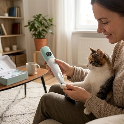 tondeuse chat design moderne vert maitresse chat canape salon