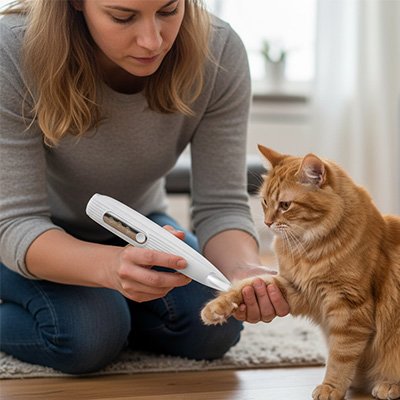 tondeuse chat design securise maitresse chat