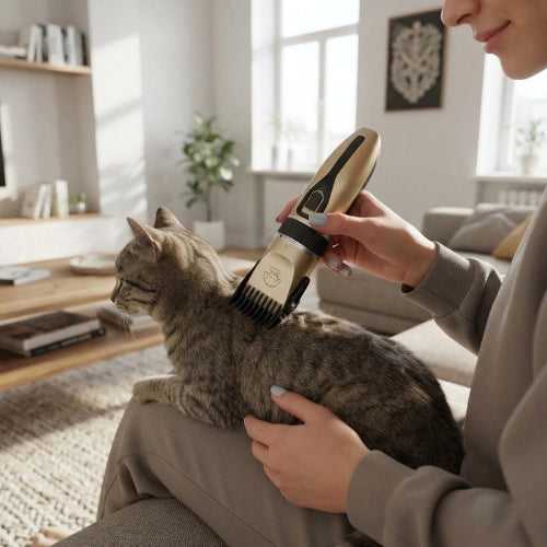 tondeuse chat professionnelle maitresse avec chat