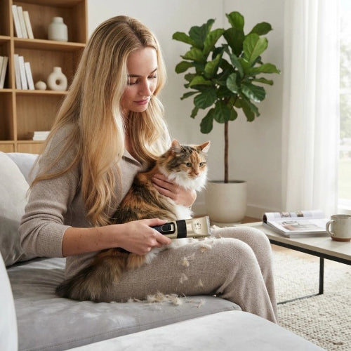 tondeuse chat professionnelle maitresse chat assis