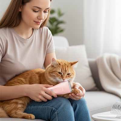 tondeuse chat sans fil rose maitresse canape chat salon