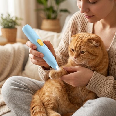 tondeuse pour chat bleu maitresse chat canape