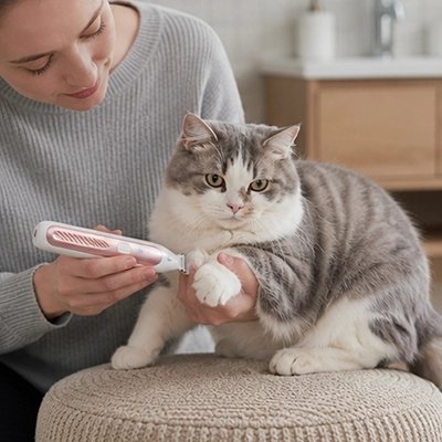 tondeuse pour chat elegante maitresse chat debout