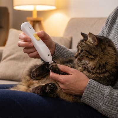 tondeuse pour chat lumiere led chat salon canape