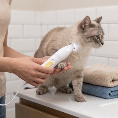 tondeuse pour chat lumiere led chat toilettage