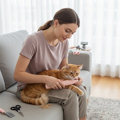 tondeuse pour chat rose pastel maitresse canape