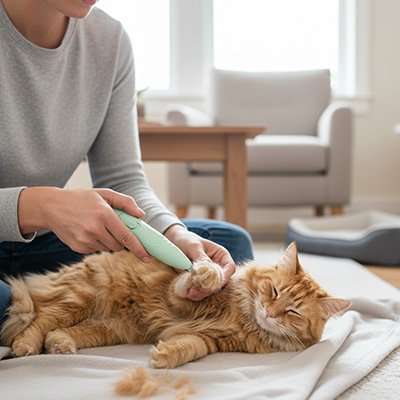 tondeuse pour chat vert menthe pastel maitresse canape