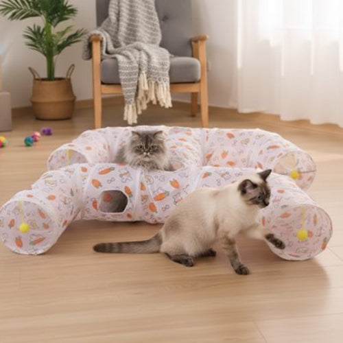 tunnel chat motifs ludiques double c avec chats