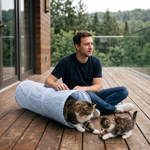 tunnel chat souple maitre avec chats