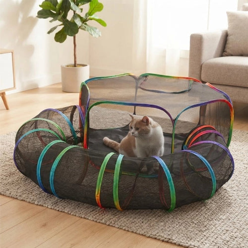 tunnel pour chat aire jeux avec chat salon