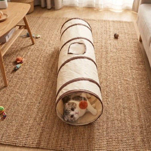 tunnel pour chat beige chat apaise